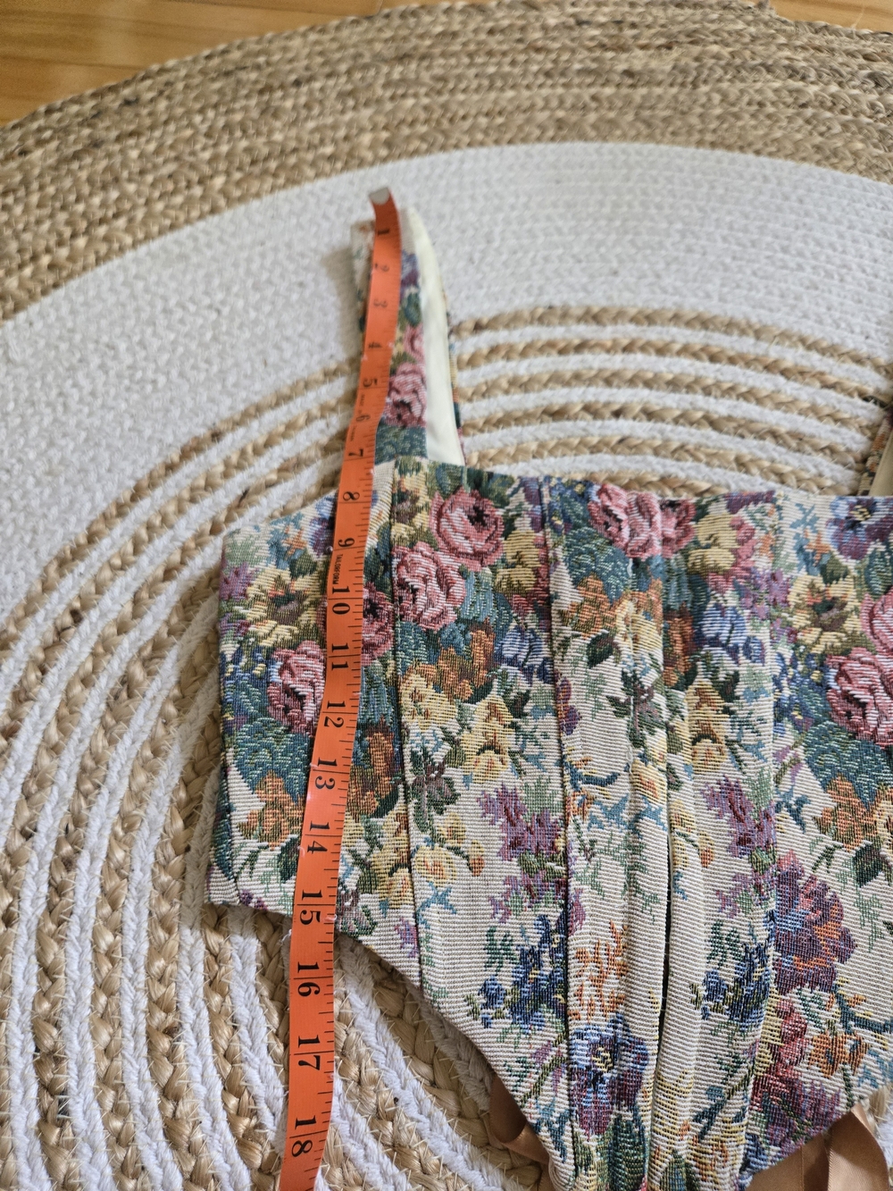 Floral Brocade Cropped Corset Tank Top Victorian Cottagecore Fairycore - Picture 10 of 16